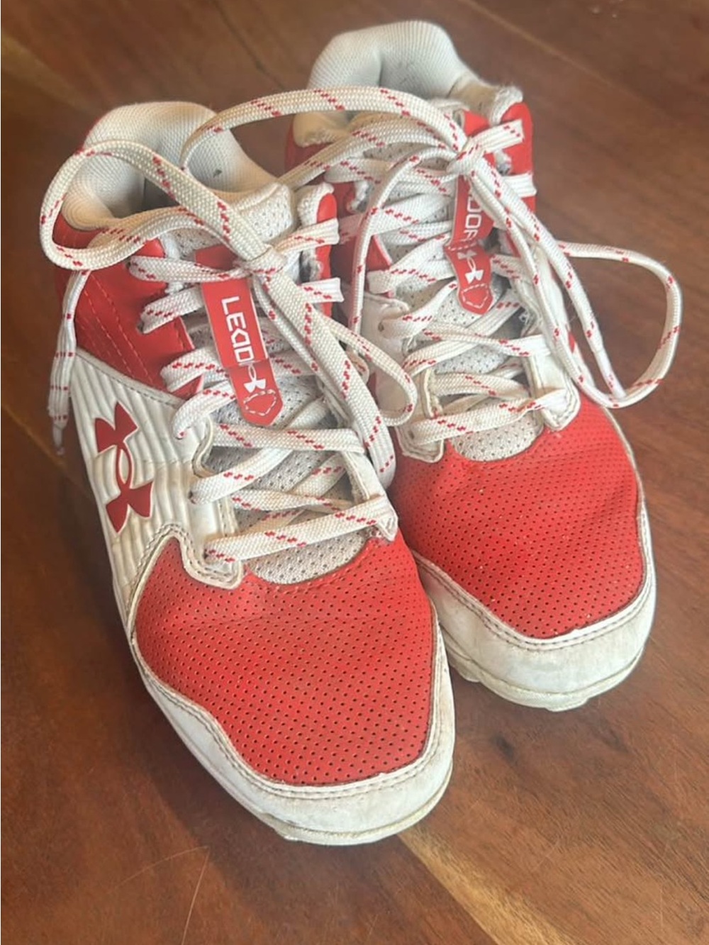 Under Armour Women's Red and White Athletic Sneakers - Lace-Up Sport Shoes